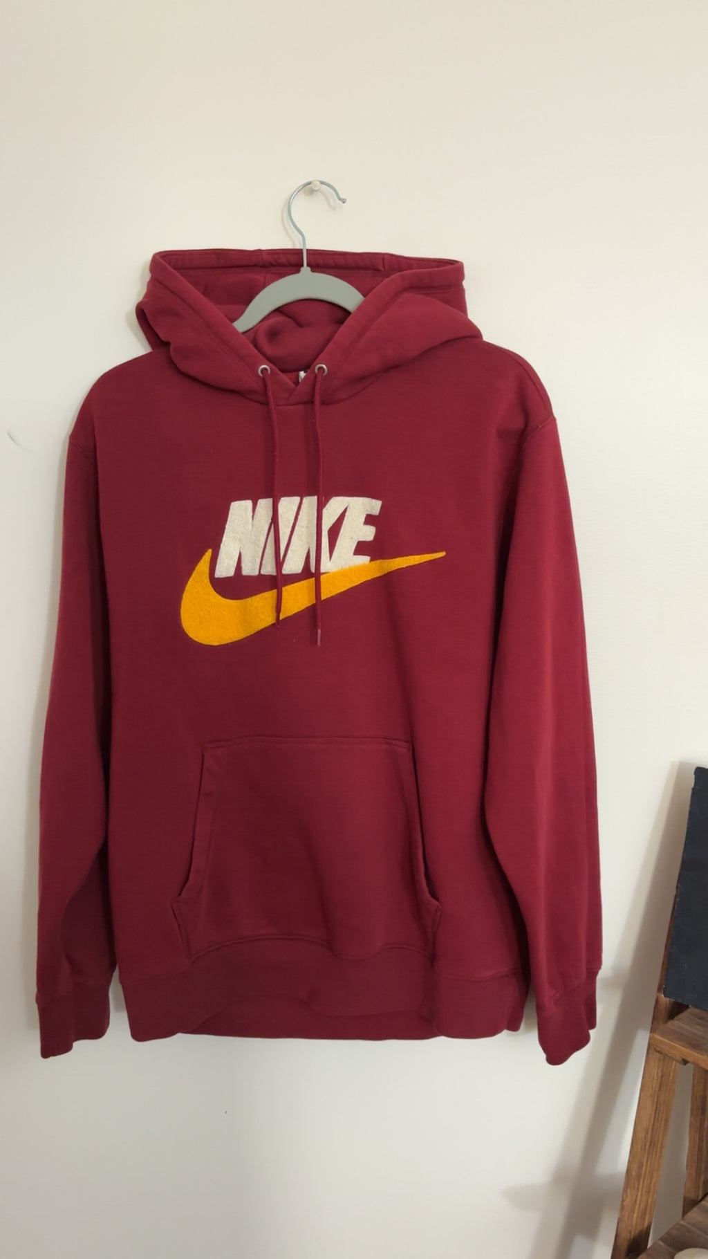 Nike-Fuzz Logo Red Hoodie/Size: Medium